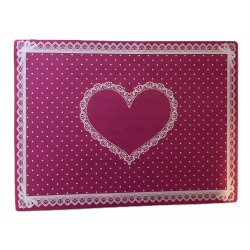 Eszköz aláltét szíves magenta 40x30cm